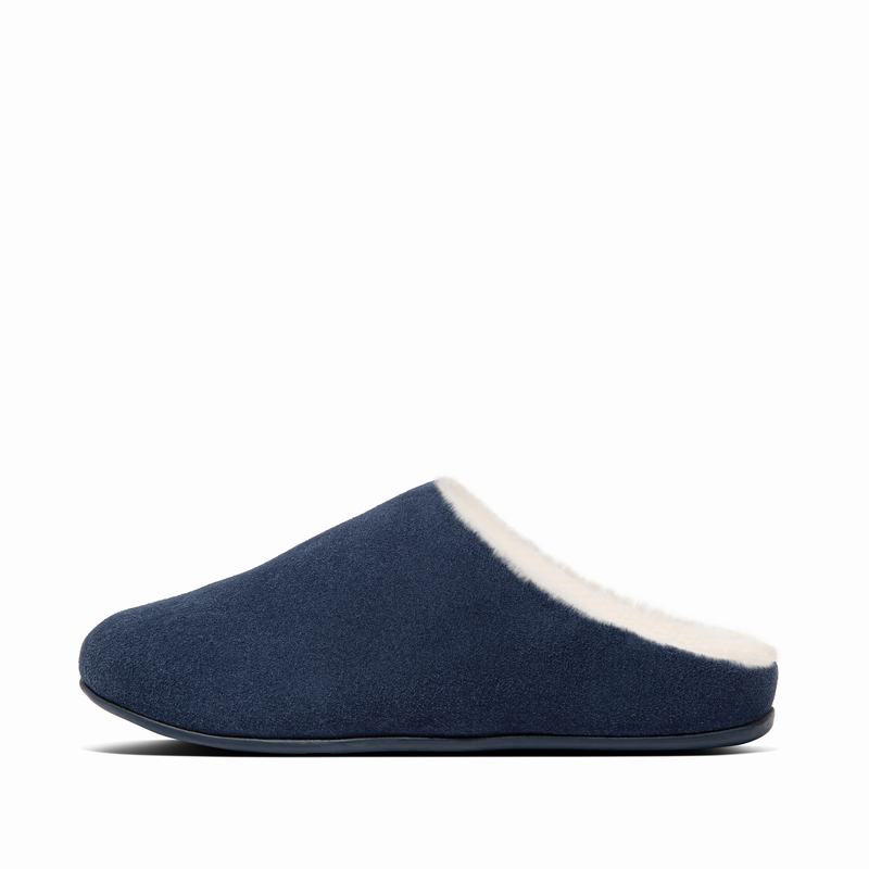 FitFlop Chrissie Shearling Navy - FitFlop Hausschuhe Damen Schweiz [KVBQ-50369]